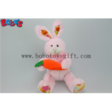 Artesanía de Pascua Cuddle Pink Plush Bunny Animal Toy con zanahoria para niños Bos1160